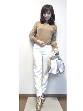 「beige，（ベイジ）のアイテム」を使った、愛されワーママスタイル｜YouTubeさん（レディース・156cm）の冬コーディネート