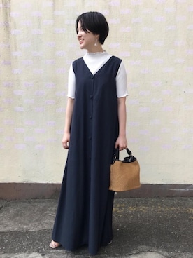「LAURA DI MAGGIO（ローラディマッジオ）のアイテム」を使った、山中 久未さん（レディース・158cm）の夏コーディネート