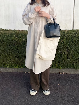 「淡色」｜「アイテム（シャツワンピース）」を使った、maiさん（レディース・161cm）の秋コーディネート