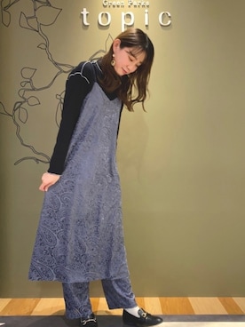 「ペイズリー柄パンツ」｜「アイテム（ワンピース/ドレス）」を使った、riiiinさん（レディース・170cm）の冬コーディネート