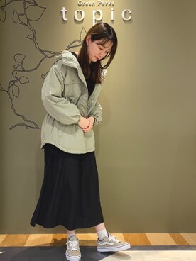 「ドッキングワンピ」｜「アイテム（その他アウター）」を使った、riiiinさん（レディース・170cm）の冬コーディネート