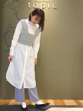 「サテンパンツ」｜「アイテム（シャツワンピース）」を使った、riiiinさん（レディース・170cm）の春コーディネート