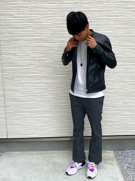 「JOURNAL STANDARD relume（ジャーナルスタンダード　レリューム）のアイテム（ライダースジャケット）」を使った、しゅんぺいさん（メンズ・175cm）の秋コーディネート