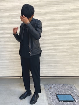「JOURNAL STANDARD relume（ジャーナルスタンダード　レリューム）のアイテム（ライダースジャケット）」を使った、しゅんぺいさん（メンズ・175cm）の秋コーディネート