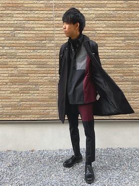 「アイテム（ステンカラーコート）」を使った、しゅんぺいさん（メンズ・175cm・20代）の春コーディネート