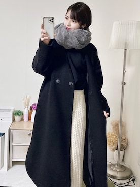 「ap retro（アプレトロ）のアイテム（ノーカラージャケット）」を使った、tamaさん（レディース・161cm）の冬コーディネート
