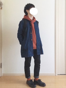 「アイテム（ステンカラーコート）」を使った、namekujiさん（メンズ・167cm・10代）の冬コーディネート