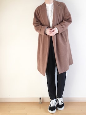 「COMME CA ISM（コムサイズム）のアイテム（チェスターコート）」を使った、namekujiさん（メンズ・166cm）の冬コーディネート