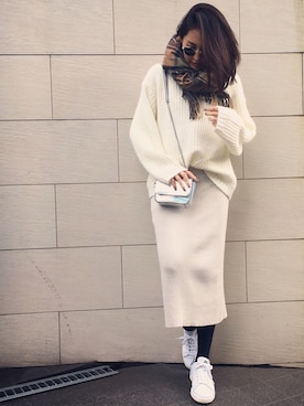 「アイテム（ピアス（両耳用））」を使った、うえむら あやのさん（レディース・165cm）の冬コーディネート