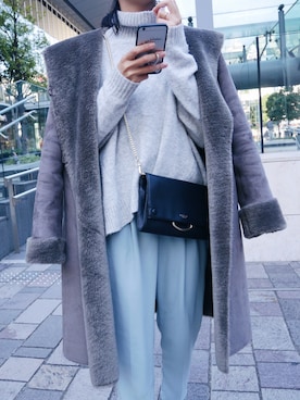 「URBAN RESEARCH ROSSO WOMEN（アーバンリサーチ　ロッソ）のアイテム（ムートンコート）」を使った、うえむら あやのさん（レディース・165cm）の冬コーディネート