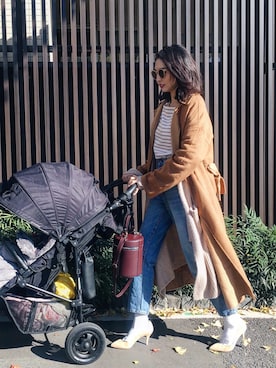 「ハイウエストストレートジーンズ」｜うえむら あやのさん（レディース・165cm）の冬コーディネート