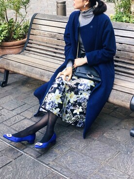 「ペタンコ靴」｜「アイテム（その他アウター）」を使った、うえむら あやのさん（レディース・165cm）の春コーディネート