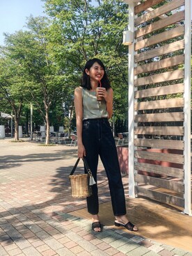 「AMONG（アマング）のアイテム」を使った、うえむら あやのさん（レディース・165cm）の夏コーディネート