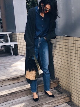 「AMONG（アマング）のアイテム」を使った、うえむら あやのさん（レディース・165cm）の秋コーディネート