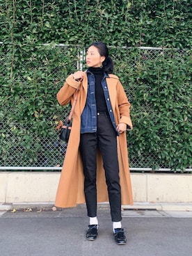 「黒パンツ」｜うえむら あやのさん（レディース・165cm）の冬コーディネート