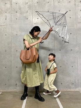 「COOLなこのコが仲間入り」｜「アイテム（シャツワンピース）」を使った、うえむら あやのさん（レディース・165cm）の夏コーディネート