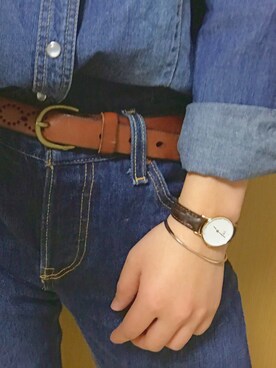 「アイテム（バングル/リストバンド）」を使った、maaさん（レディース・160cm・20代）の冬コーディネート