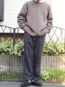 「WYM LIDNM（ウィム バイ リドム）のMILANO RIB HEAVY WEIGHT PO KNIT（ニット/セーター）」を使った、りょた　　さん（メンズ・167cm）の春コーディネート