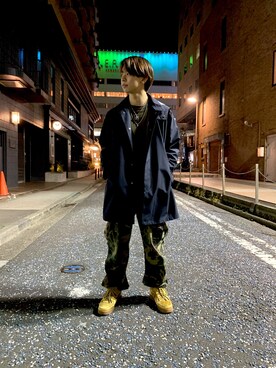 「AVIREX（アヴィレックス）のアイテム（ステンカラーコート）」を使った、NAMIさん（メンズ・175cm）の秋コーディネート