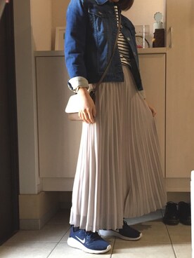 「スプリングSENSEOFPLACE」｜「アイテム（デニムジャケット）」を使った、iccoさん（レディース・149cm）の春コーディネート