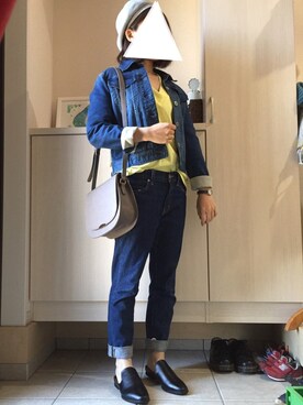 「スプリングSENSEOFPLACE」｜「アイテム（ハンチング/ベレー帽）」を使った、iccoさん（レディース・149cm）の春コーディネート
