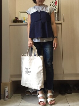 「MAISON DE REEFUR（メゾンドリーファー）のリーファー 2WAY トートバッグ（トートバッグ）」を使った、iccoさん（レディース・149cm）の夏コーディネート