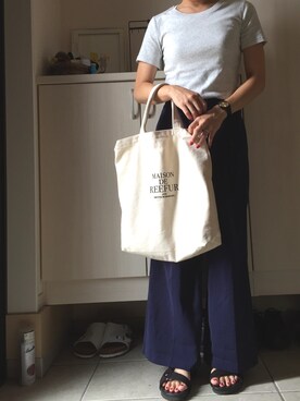 「MAISON DE REEFUR（メゾンドリーファー）のリーファー 2WAY トートバッグ（トートバッグ）」を使った、iccoさん（レディース・149cm）の夏コーディネート
