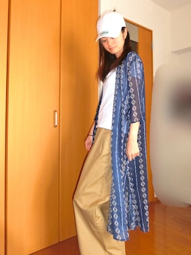「白キャップ」｜「アイテム（その他）」を使った、ちぐさん（レディース・164cm）の春コーディネート