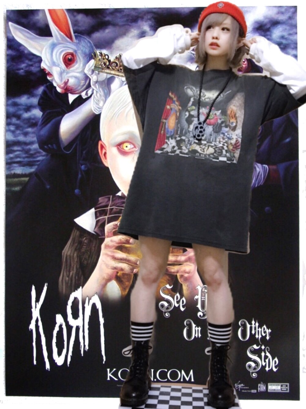 「fashion、バンドT」｜「INDEPENDENTのアイテム（ニットキャップ/ビーニー、オレンジ系）」を使った、観月さん（レディース・152cm）の夏コーディネートの1枚目の写真