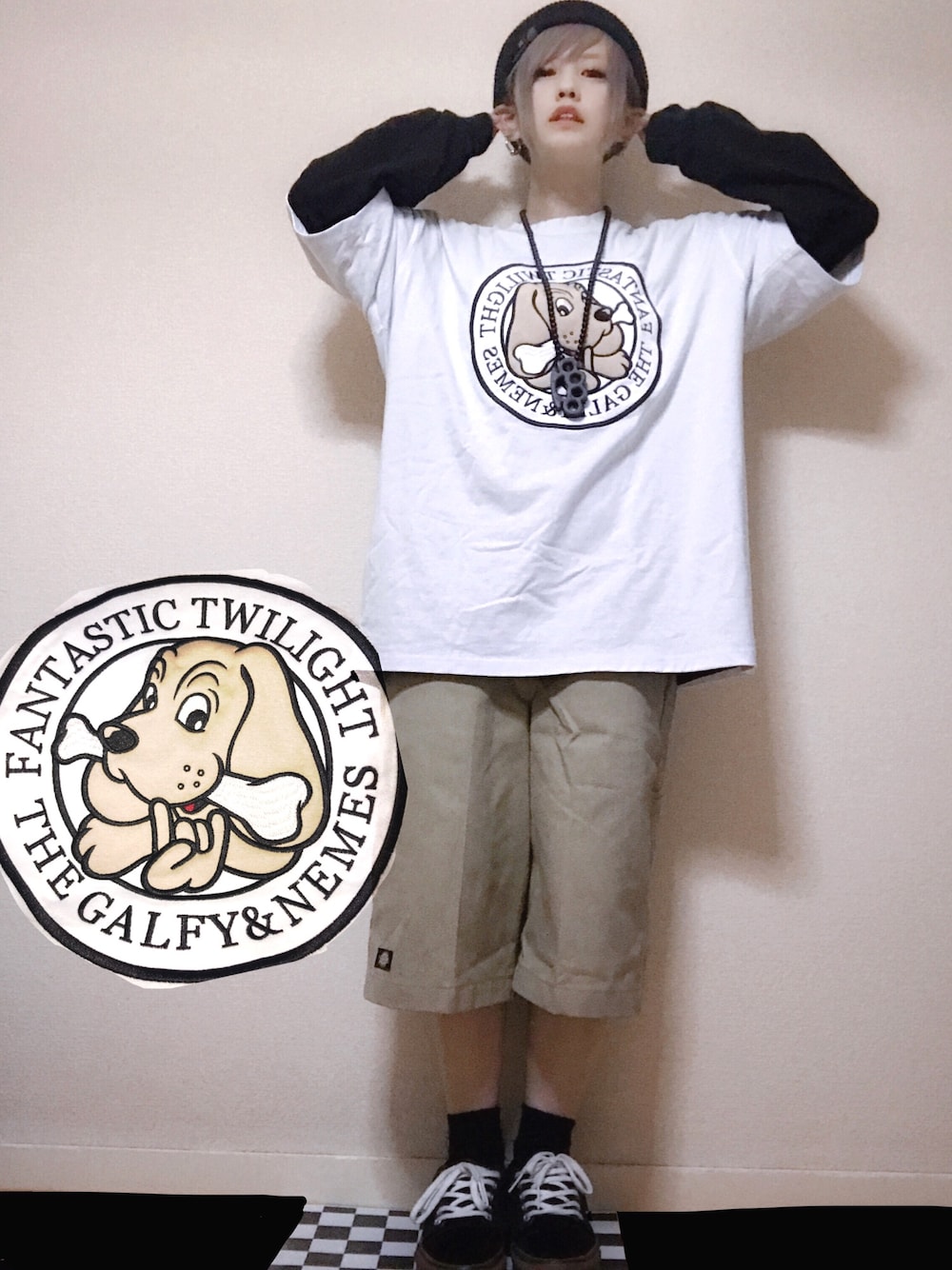 「fashion、coordinate」｜「GALFY×NEMESのアイテム（Tシャツ/カットソー、ホワイト系）」を使った、観月さん（レディース・152cm）の夏コーディネートの1枚目の写真