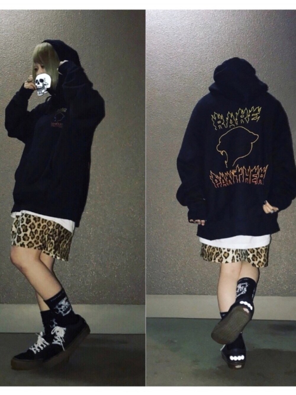 「coordinate、fashion、oldskate、black」｜「RIPNDIPのアイテム（ソックス/靴下、ブラック系）」を使った、観月さん（レディース・152cm）の春コーディネートの1枚目の写真
