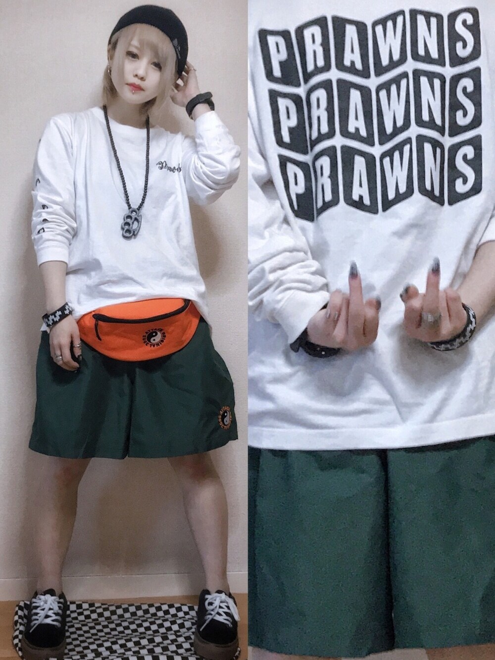 「fashion、coordinate、LIVEキッズ」｜「ATTACK STOREのアイテム（Tシャツ/カットソー、ホワイト系）」を使った、観月さん（レディース・152cm）の春コーディネートの1枚目の写真