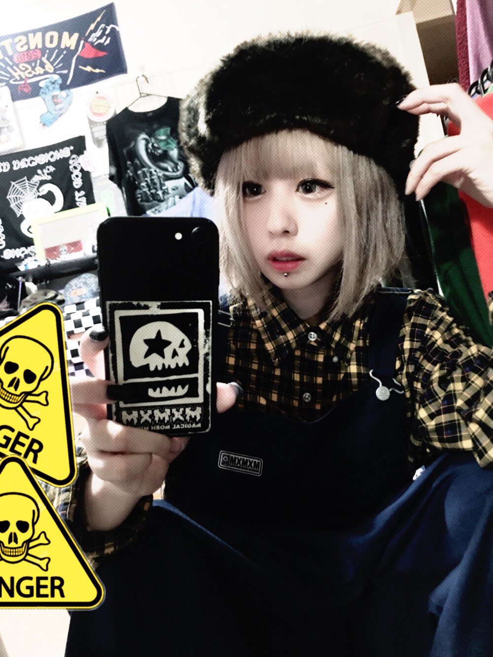 「オーバーオール、coordinate」｜「HAREのアイテム（帽子、その他）」を使った、観月さん（レディース・152cm）の秋コーディネートの1枚目の写真