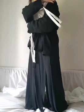 「おうちスタイル」｜「アイテム（ノーカラージャケット）」を使った、nagisaunbさん（レディース・155cm）の春コーディネート