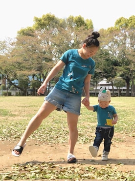 「グラニフTシャツ」｜りぃさん（レディース・153cm）の春コーディネート