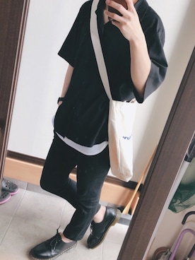 「Champion（チャンピオン）のアイテム（トートバッグ）」を使った、なーしんさん（メンズ・177cm）の春コーディネート