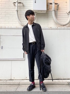 「FRED PERRY（フレッドペリー）のアイテム（ソックス/靴下）」を使った、もかすけさん（メンズ・176cm）の秋コーディネート