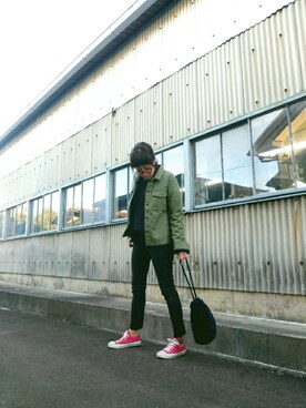 「Doシンプル部」｜「アイテム（ミリタリージャケット）」を使った、haribooさん（レディース・161cm）の冬コーディネート