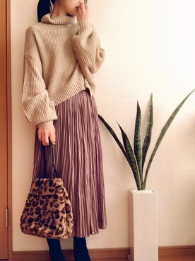 「titivate（ティティベイト）のアイテム（ハンドバッグ）」を使った、hachi23さん（レディース・158cm）の冬コーディネート