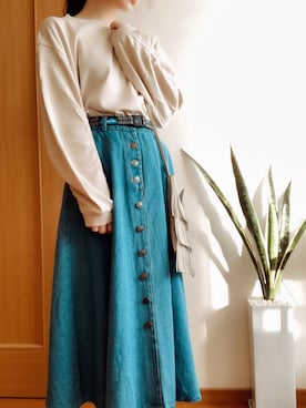 「URBAN RESEARCH（アーバンリサーチ）のアイテム（デニムスカート）」を使った、hachi23さん（レディース・158cm）の冬コーディネート