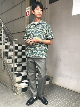 「nowartt（ノワート）のアイテム（トップス）」を使った、大田さん（メンズ・176cm）の夏コーディネート