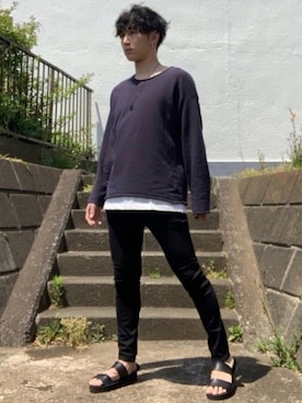 「LAD MUSICIAN（ラッドミュージシャン）のアイテム（サンダル）」を使った、5-keyさん（メンズ・172cm）の春コーディネート