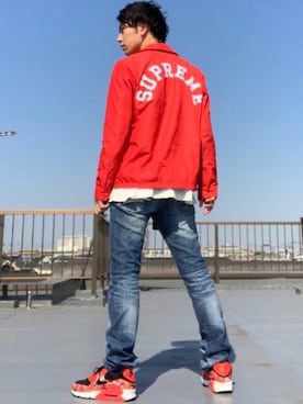「Supreme （シュプリーム）のアイテム（ナイロンジャケット）」を使った、5-keyさん（メンズ・172cm）の春コーディネート