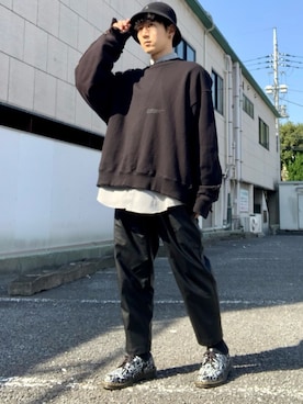 「stein（シュタイン）のアイテム（スウェット）」を使った、5-keyさん（メンズ・172cm）の春コーディネート