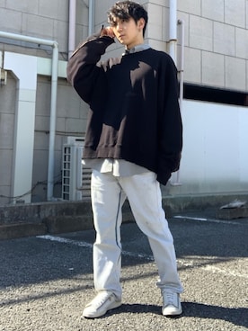 「stein（シュタイン）のアイテム（スウェット）」を使った、5-keyさん（メンズ・172cm）の春コーディネート