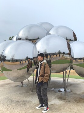 「アイテム（ミリタリージャケット、ブラウン系）」を使った、hermes19990614さん（メンズ・170cm）の冬コーディネート