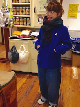 「CUBE SUGAR（キューブシュガー）のアイテム（その他アウター）」を使った、あおさん（レディース・155cm）の秋コーディネート