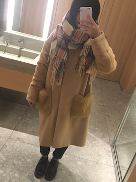 「Another Edition（アナザーエディション）のアイテム（チェスターコート）」を使った、ska-iさん（レディース・153cm）の冬コーディネート