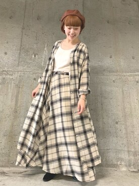 「カフェ」｜「アイテム（ハンチング/ベレー帽）」を使った、ｅ ｒ ｉ ．さん（レディース・159cm）の夏コーディネート