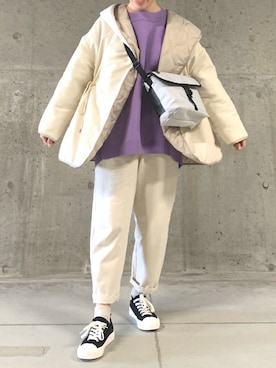 「アイテム（メッセンジャーバッグ、グレー系）」を使った、ｅ ｒ ｉ ．さん（レディース・159cm）の冬コーディネート